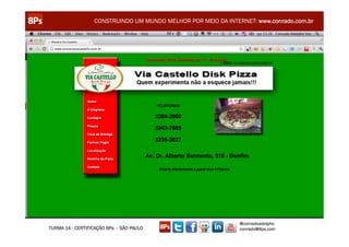 CONSTRUINDO UM MUNDO MELHOR POR MEIO DA INTERNET: www.conrado.com.br




                                                               @conradoadolpho
TURMA 14 - CERTIFICAÇÃO 8Ps – SÃO PAULO                        conrado@8ps.com
 