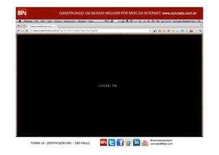 CONSTRUINDO UM MUNDO MELHOR POR MEIO DA INTERNET: www.conrado.com.br




                                                               @conradoadolpho
TURMA 14 - CERTIFICAÇÃO 8Ps – SÃO PAULO                        conrado@8ps.com
 