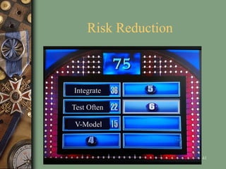 Risk Reduction
41
Integrate
Test Often
V-Model
 