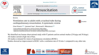 52
We identified one human observational study with 67 patients and ten animal studies (234 pigs and 30 dogs).
All studies carried a high risk of bias.
All studies evaluated for return of spontaneous circulation (ROSC).
Studies showed no improvement in ROSC with a ventilation rate of 10 min-1 compared to any other rate.
 