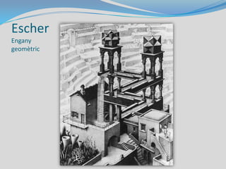 Il·lusions òptiquesIl·lusió de Ponzo     Aquesta il·lusió es produeix quan part de la informació que rebem es percep en termes de perspectiva lineal i fa que la percepció de dos objectes que són idèntics semblin diferents.