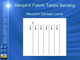 a
Menjahit Fabrik Tanpa Benang
Menjahit Garisan Lurus
 