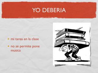 YO DEBERIA



mi tarea en la clase

no se permite pone
musica
 