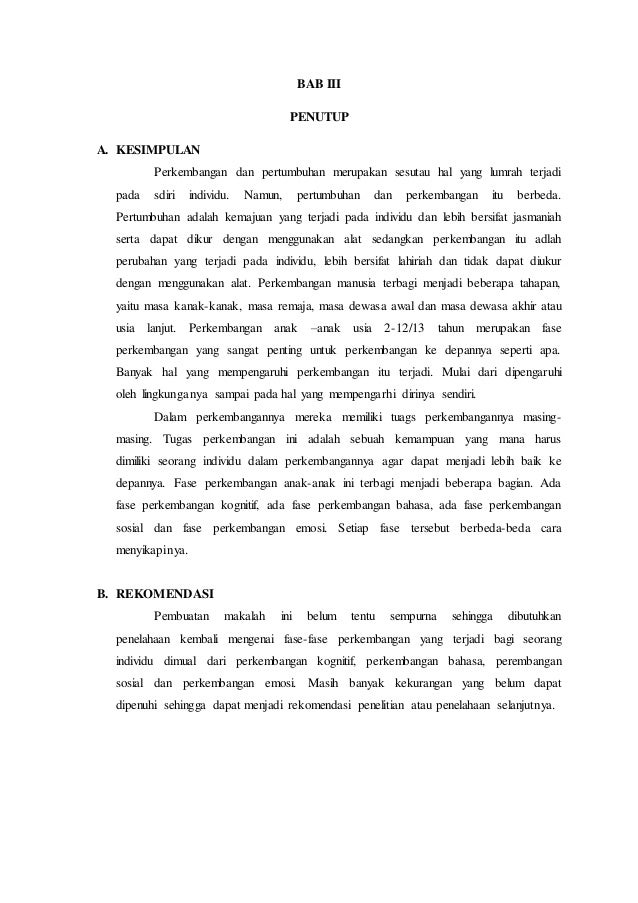 Perkembangan Masa Kanak-Kanak