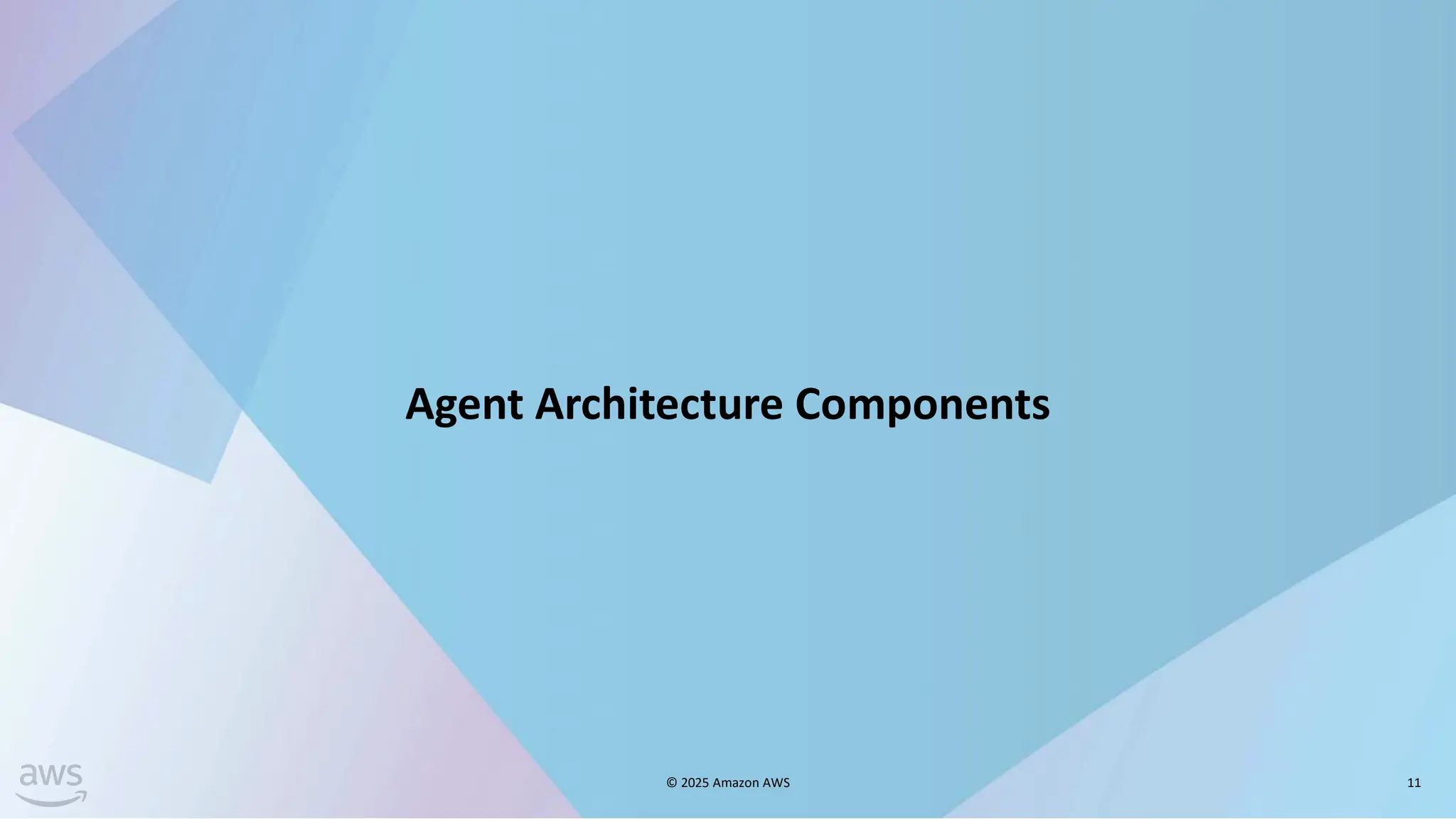 Agent Architecture Components
© 2025 Amazon AWS 11
 