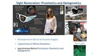 Sight Restoration: Prosthetics and Optogenetics
• Development of Retina Stimulation Goggles
• 3 generations of Retina Pros...