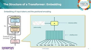 +
The Structure of a Transformer: Embedding
Embedding of input tokens and the positional encoding
Is this the real life ? ...