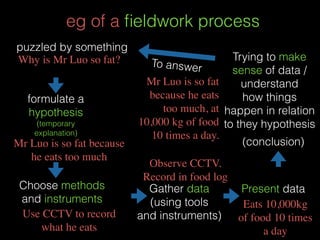 ﬁeldwork process
puzzled by something
 