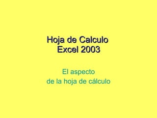 Hoja de Calculo  Excel 2003 El aspecto de la hoja de cálculo 