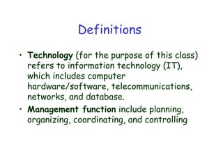 Overview of Technology Management | PPT
