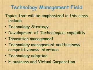 Technology Management and its basics | PPT