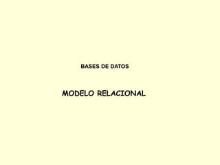 BASES DE DATOS
MODELO RELACIONAL
 