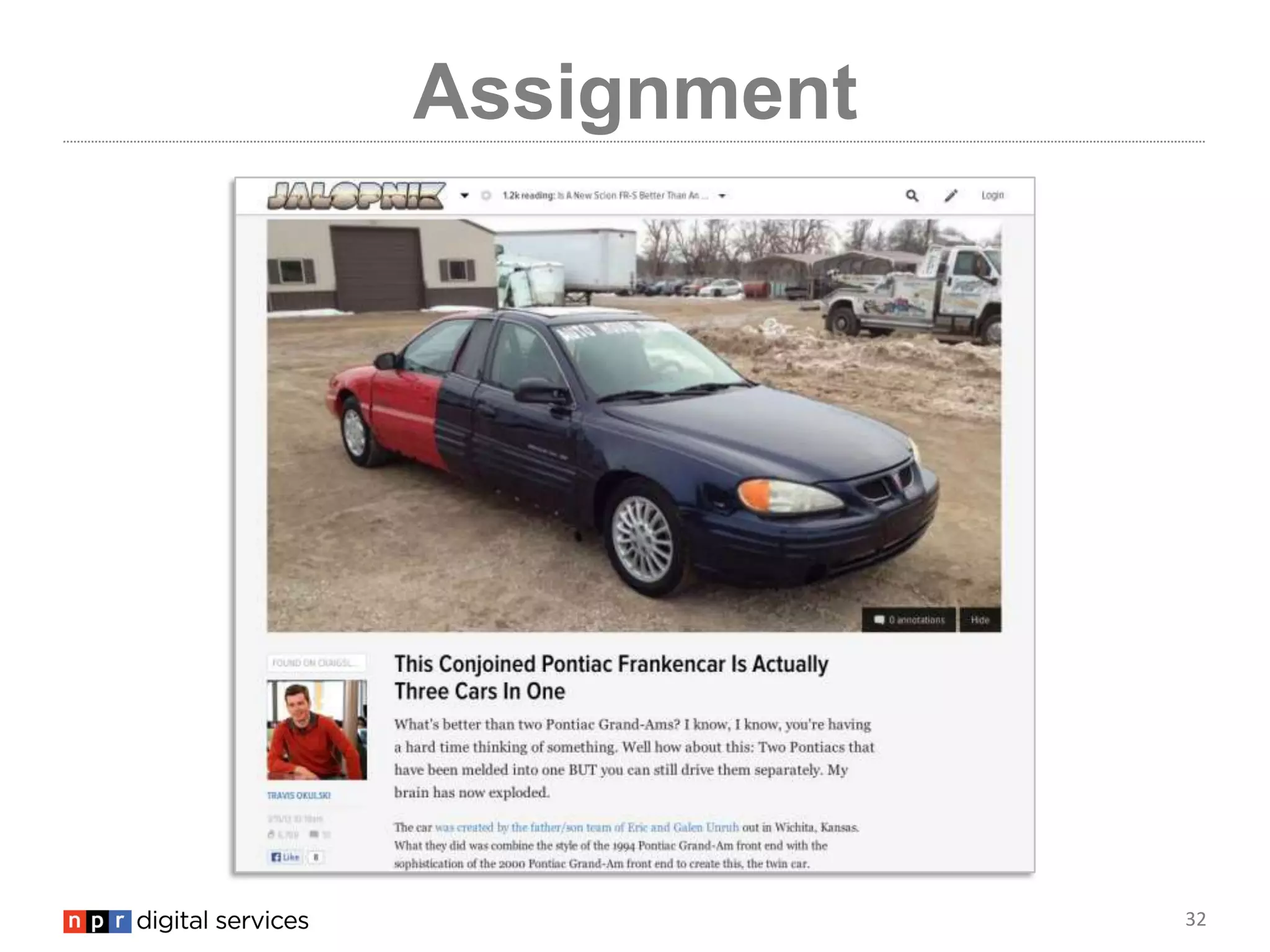 32
Assignment
Briana O’Higgins, KMUW
 