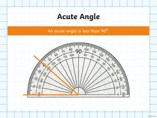 Acute Angle
An acute angle is less than 90⁰.