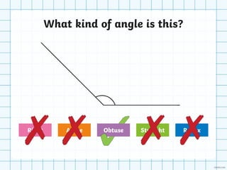 What kind of angle is this?
Straight Reflex
Acute
Right Obtuse