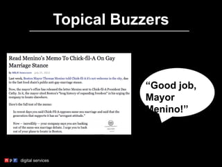 Topical Buzzers
“Good job,
Mayor
Menino!”
 