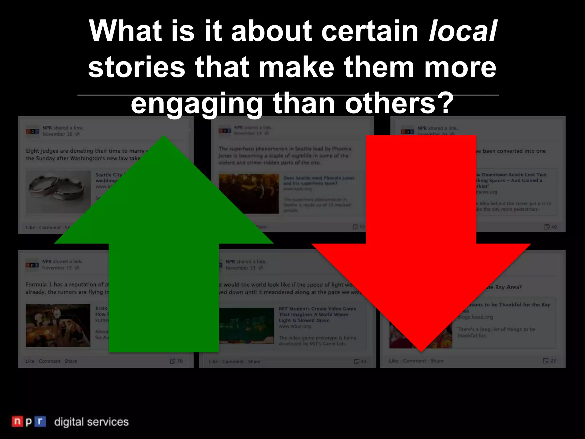 What is it about certain local
stories that make them more
   engaging than others?
 