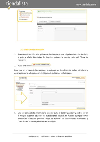 Crear secciones tienda online