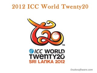 2012 ICC World Twenty20




                 Enukesoftware.com
 