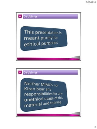 9/19/2013

Disclaimer

Disclaimer

2

 