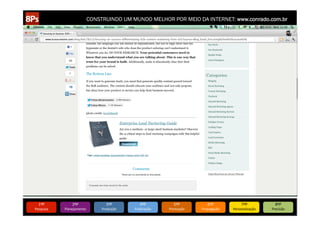 CONSTRUINDO UM MUNDO MELHOR POR MEIO DA INTERNET: www.conrado.com.br




   1ºP	
            2ºP	
             3ºP	
           4ºP	
           5ºP	
           6ºP	
              7ºP	
            8ºP	
  
Pesquisa	
     Planejamento	
      Produção	
     Publicação	
     Promoção	
     Propagação	
     Personalização	
     Precisão	
  
 