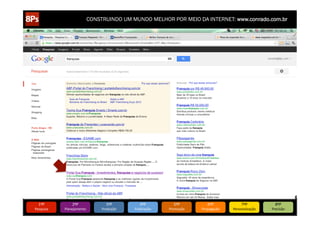 CONSTRUINDO UM MUNDO MELHOR POR MEIO DA INTERNET: www.conrado.com.br




   1ºP	
            2ºP	
             3ºP	
           4ºP	
           5ºP	
           6ºP	
              7ºP	
            8ºP	
  
Pesquisa	
     Planejamento	
      Produção	
     Publicação	
     Promoção	
     Propagação	
     Personalização	
     Precisão	
  
 