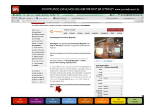 CONSTRUINDO UM MUNDO MELHOR POR MEIO DA INTERNET: www.conrado.com.br




   1ºP	
            2ºP	
             3ºP	
           4ºP	
           5ºP	
           6ºP	
              7ºP	
            8ºP	
  
Pesquisa	
     Planejamento	
      Produção	
     Publicação	
     Promoção	
     Propagação	
     Personalização	
     Precisão	
  
 