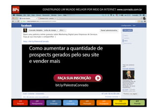 CONSTRUINDO UM MUNDO MELHOR POR MEIO DA INTERNET: www.conrado.com.br




   1ºP	
            2ºP	
             3ºP	
           4ºP	
           5ºP	
           6ºP	
              7ºP	
            8ºP	
  
Pesquisa	
     Planejamento	
      Produção	
     Publicação	
     Promoção	
     Propagação	
     Personalização	
     Precisão	
  
 