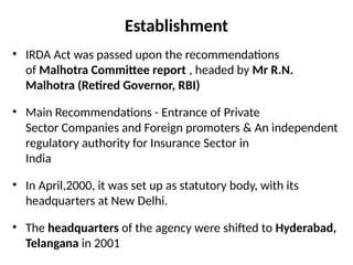 Irda Rbi Insurance Industry in India& IRDA, RBI, SEBI | PPTX