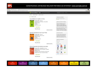 CONSTRUINDO UM MUNDO MELHOR POR MEIO DA INTERNET: www.conrado.com.br




   1ºP	
            2ºP	
             3ºP	
           4ºP	
           5ºP	
           6ºP	
              7ºP	
            8ºP	
  
Pesquisa	
     Planejamento	
      Produção	
     Publicação	
     Promoção	
     Propagação	
     Personalização	
     Precisão	
  
 