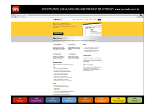 CONSTRUINDO UM MUNDO MELHOR POR MEIO DA INTERNET: www.conrado.com.br




   1ºP	
            2ºP	
             3ºP	
           4ºP	
           5ºP	
           6ºP	
              7ºP	
            8ºP	
  
Pesquisa	
     Planejamento	
      Produção	
     Publicação	
     Promoção	
     Propagação	
     Personalização	
     Precisão	
  
 