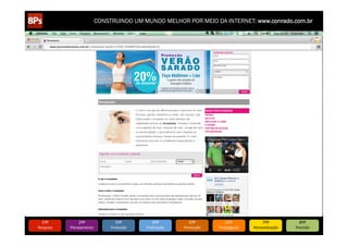 CONSTRUINDO UM MUNDO MELHOR POR MEIO DA INTERNET: www.conrado.com.br




   1ºP	
            2ºP	
             3ºP	
           4ºP	
           5ºP	
           6ºP	
              7ºP	
            8ºP	
  
Pesquisa	
     Planejamento	
      Produção	
     Publicação	
     Promoção	
     Propagação	
     Personalização	
     Precisão	
  
 