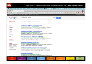 CONSTRUINDO UM MUNDO MELHOR POR MEIO DA INTERNET: www.conrado.com.br




   1ºP	
            2ºP	
             3ºP	
           4ºP	
           5ºP	
           6ºP	
              7ºP	
            8ºP	
  
Pesquisa	
     Planejamento	
      Produção	
     Publicação	
     Promoção	
     Propagação	
     Personalização	
     Precisão	
  
 