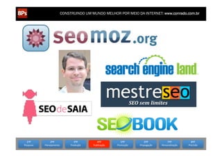 CONSTRUINDO UM MUNDO MELHOR POR MEIO DA INTERNET: www.conrado.com.br




   1ºP	
            2ºP	
             3ºP	
           4ºP	
           5ºP	
           6ºP	
              7ºP	
            8ºP	
  
Pesquisa	
     Planejamento	
      Produção	
     Publicação	
     Promoção	
     Propagação	
     Personalização	
     Precisão	
  
 