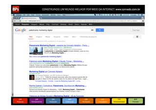 CONSTRUINDO UM MUNDO MELHOR POR MEIO DA INTERNET: www.conrado.com.br




   1ºP	
            2ºP	
             3ºP	
           4ºP	
           5ºP	
           6ºP	
              7ºP	
            8ºP	
  
Pesquisa	
     Planejamento	
      Produção	
     Publicação	
     Promoção	
     Propagação	
     Personalização	
     Precisão	
  
 
