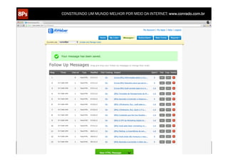 CONSTRUINDO UM MUNDO MELHOR POR MEIO DA INTERNET: www.conrado.com.br




   1ºP	
            2ºP	
             3ºP	
           4ºP	
           5ºP	
           6ºP	
              7ºP	
            8ºP	
  
Pesquisa	
     Planejamento	
      Produção	
     Publicação	
     Promoção	
     Propagação	
     Personalização	
     Precisão	
  
 
