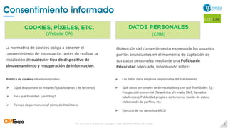 This document is confidential. Copyright © 2004-2015 T2O AdMedia Services SL. 9
Consentimiento informado
COOKIES, PÍXELES,...
