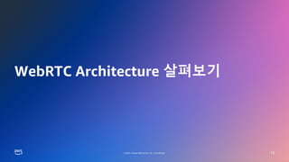 © 2022, Amazon Web Services, Inc. or its affiliates.
GAMES ON AWS 2022
© 2022, Amazon Web Services, Inc. or its affiliates.
WebRTC Architecture 살펴보기
12
 