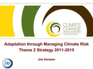 Adaptation through Managing Climate Risk Theme 2 Strategy 2011-2015 Jim Hansen 