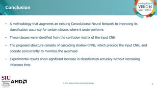 Conclusion
• A methodology that augments an existing Convolutional Neural Network to improving its
classification accuracy...