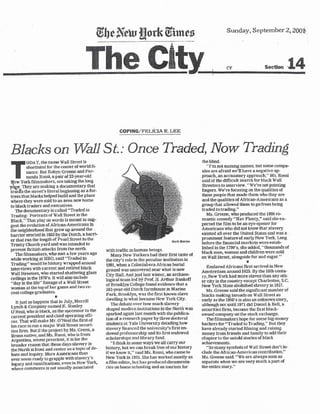 Traded To Trading Documentary in New York Times