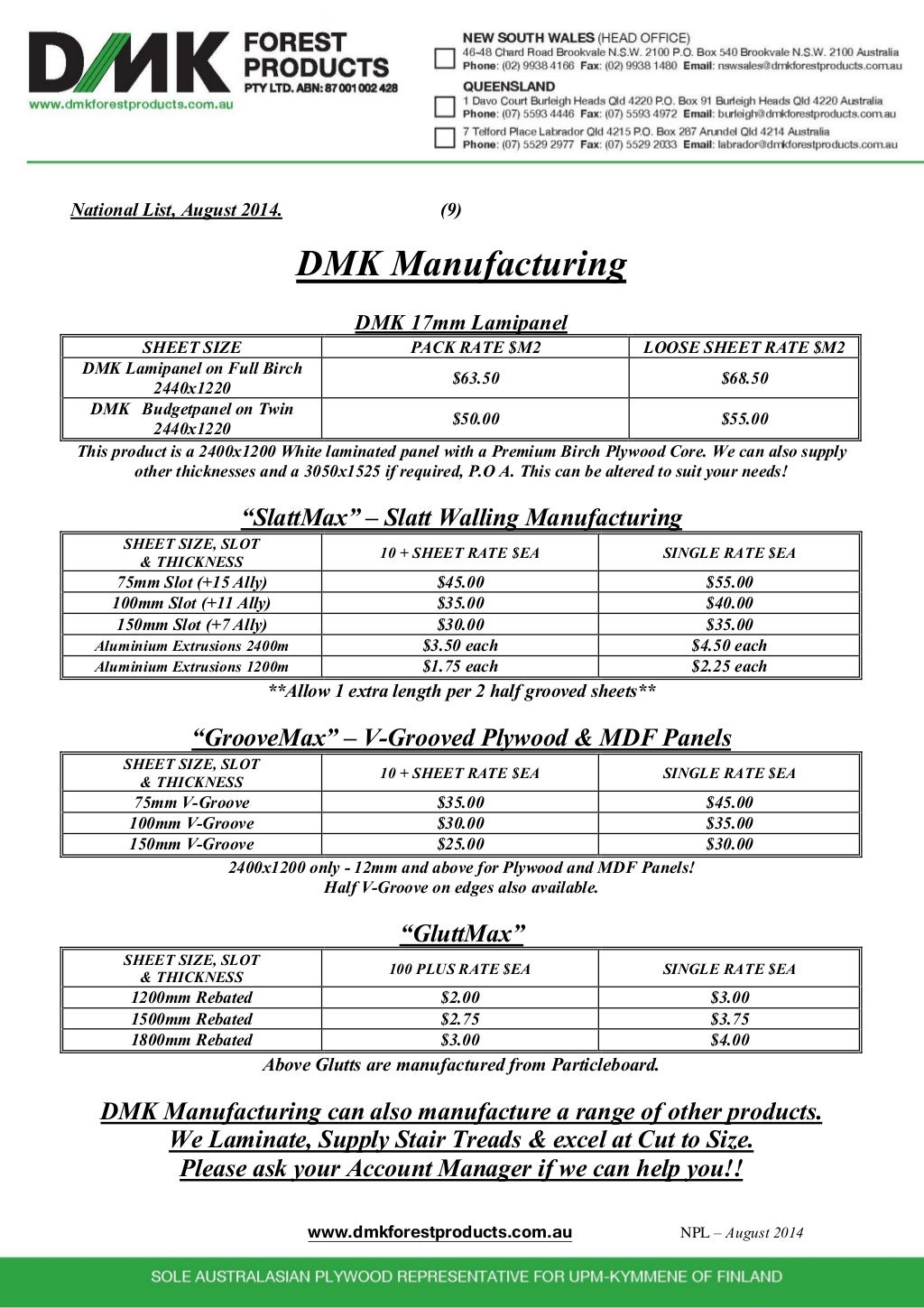 DMK Plywood Information, Sydney, Australia