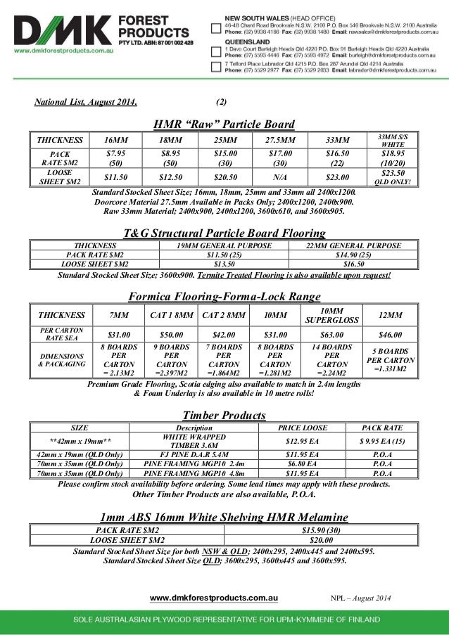DMK Plywood Information, Sydney, Australia