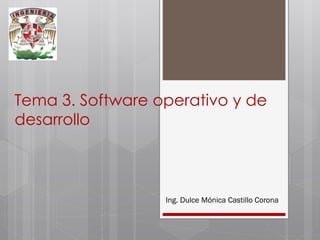 Tema 3. Software operativo y de desarrollo 
Ing. Dulce Mónica Castillo Corona  