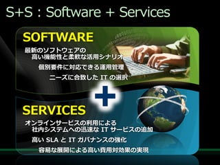 S+S : Software + Services
  SOFTWARE




  SERVICES
 
