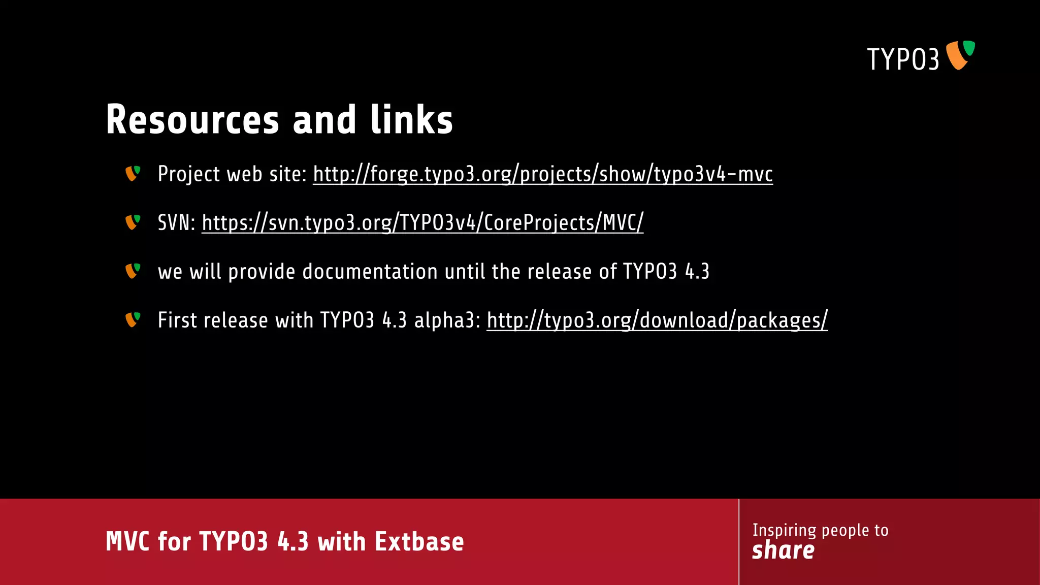 MVC for TYPO3 4.3 with extbase