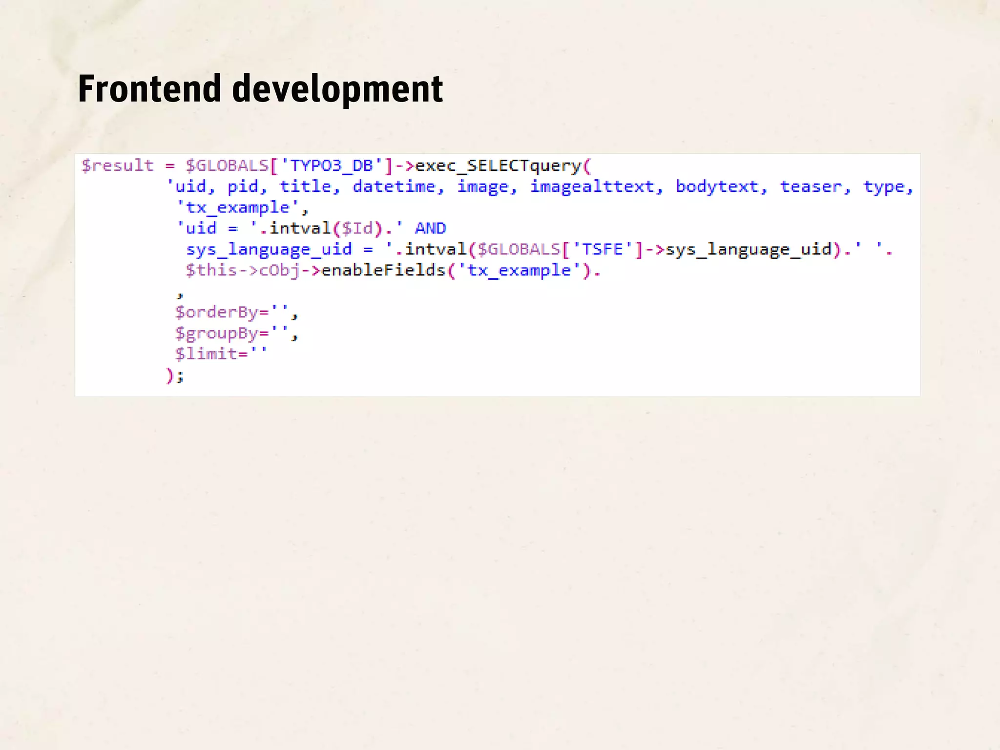 Frontend development
 