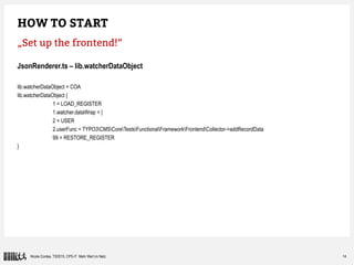 14Nicole Cordes, T3DD15, CPS-IT Mehr Wert im Netz
HOW TO START
„Set up the frontend!“
JsonRenderer.ts – lib.watcherDataObj...