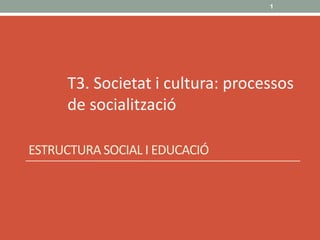 ESTRUCTURA SOCIAL I EDUCACIÓ
1
T3. Societat i cultura: processos
de socialització
 