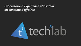 Laboratoire d’expérience utilisateur
en contexte d’affaires
 